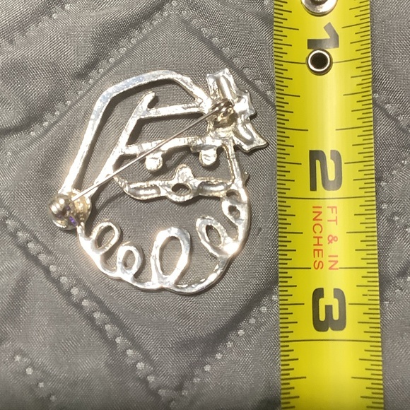 Festive Santa Claus Brooch with Silver and Teal Accents - Picture 3 of 5